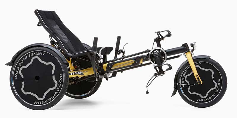 Side view of the Hase TRIX recumbent trike for kids
