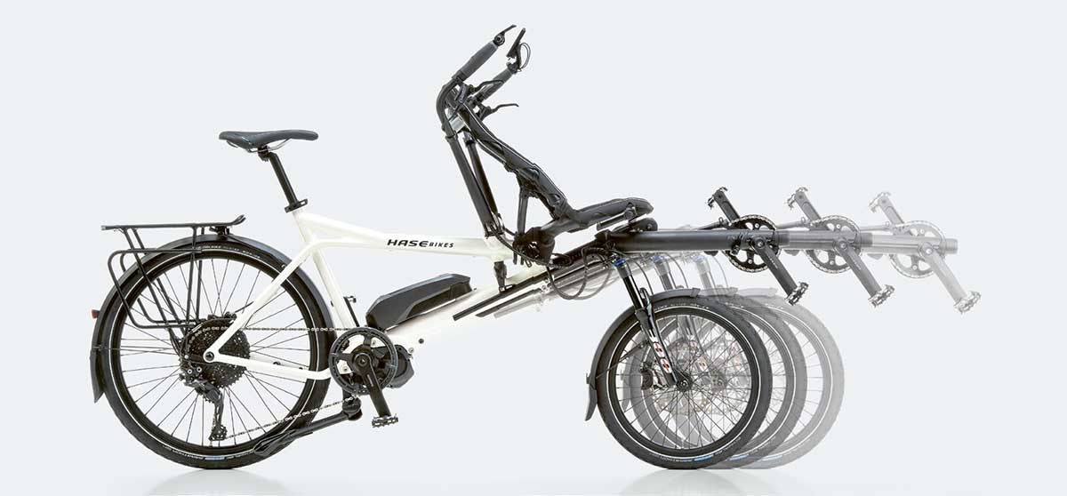 Photomontage showing the length adjustability of the Hase Pino frame