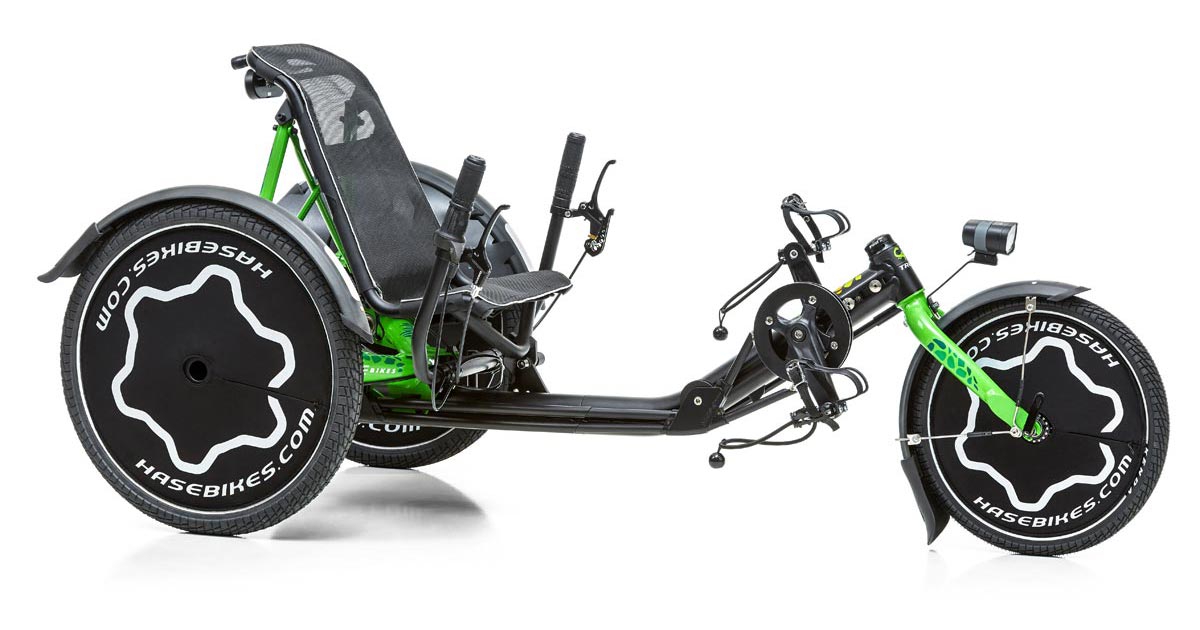Side view of the new Hase Trets children's recumbent trike